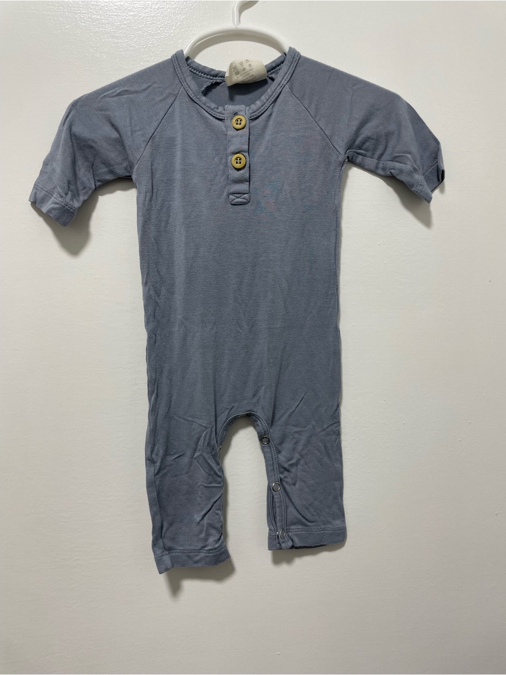 Baby Cotton One-Piece Romper in Dusty Blue